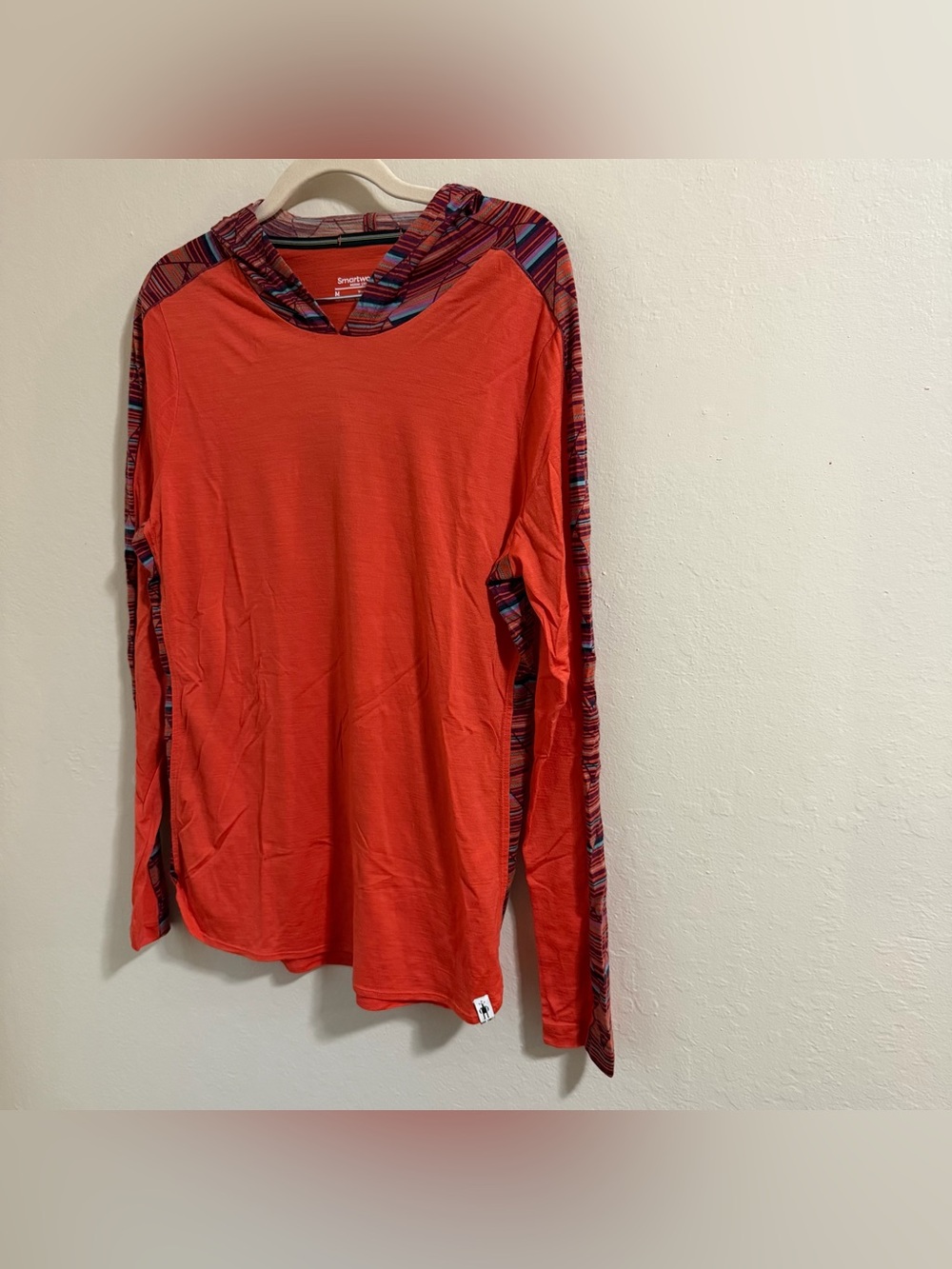 Smartwool Merino 150 Hooded Long Sleeve Women’s M Orange Wool Hiking Activewear - Picture 2 of 11
